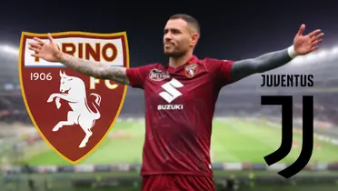 Antonio Sanabria festeja un gol con el uniforme del Torino en la Serie A