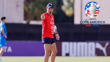 Daniel Garnero en el entrenamiento de la selección paraguaya