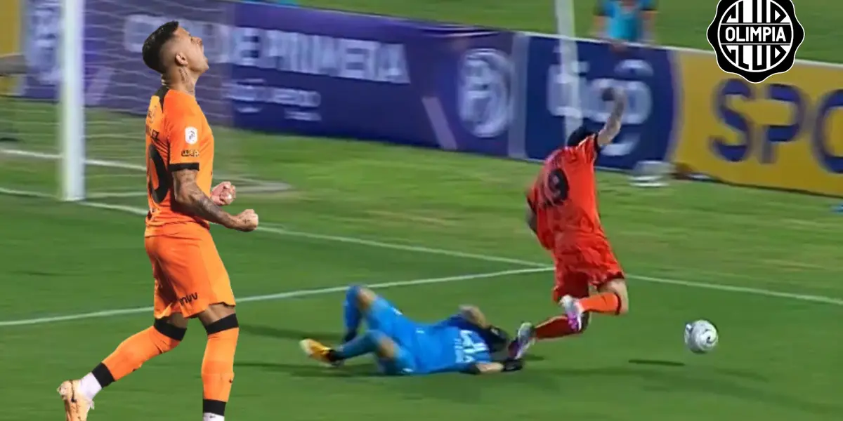 Derlis González grita su gol de penal tras la falta que le hicieron a Lucas Pratto