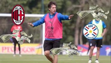 Guillermo Barros Schelotto dirigiendo a Paraguay