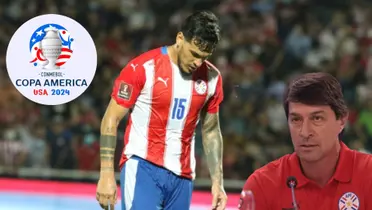 Gustavo Gómez retirándose triste de un partido de Paraguay