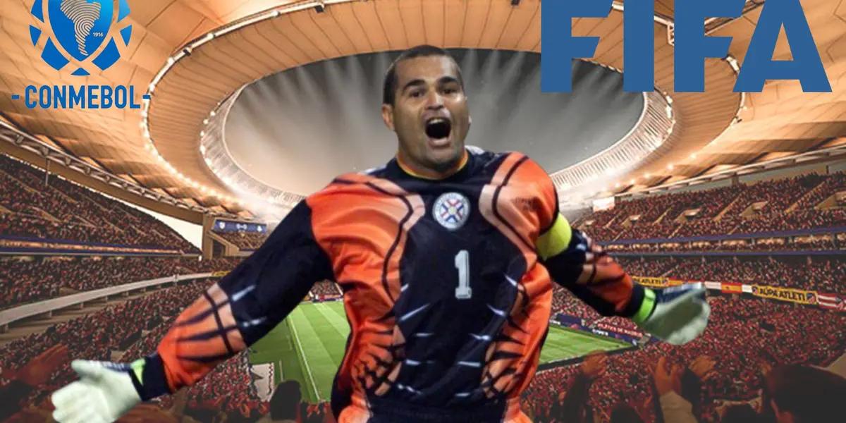 José Luis Chilavert con la camiseta de la selección paraguaya