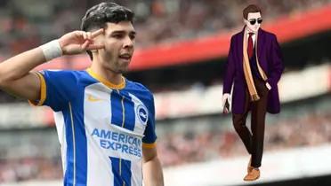 Julio Enciso festejando uno de sus goles con el Brighton