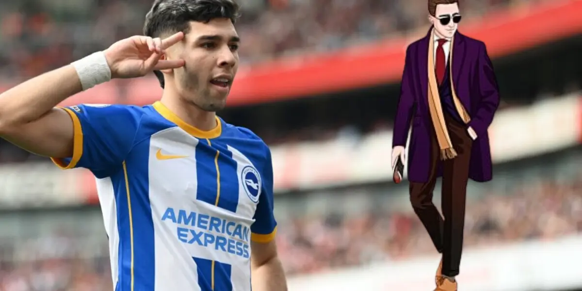 Julio Enciso festejando uno de sus goles con el Brighton